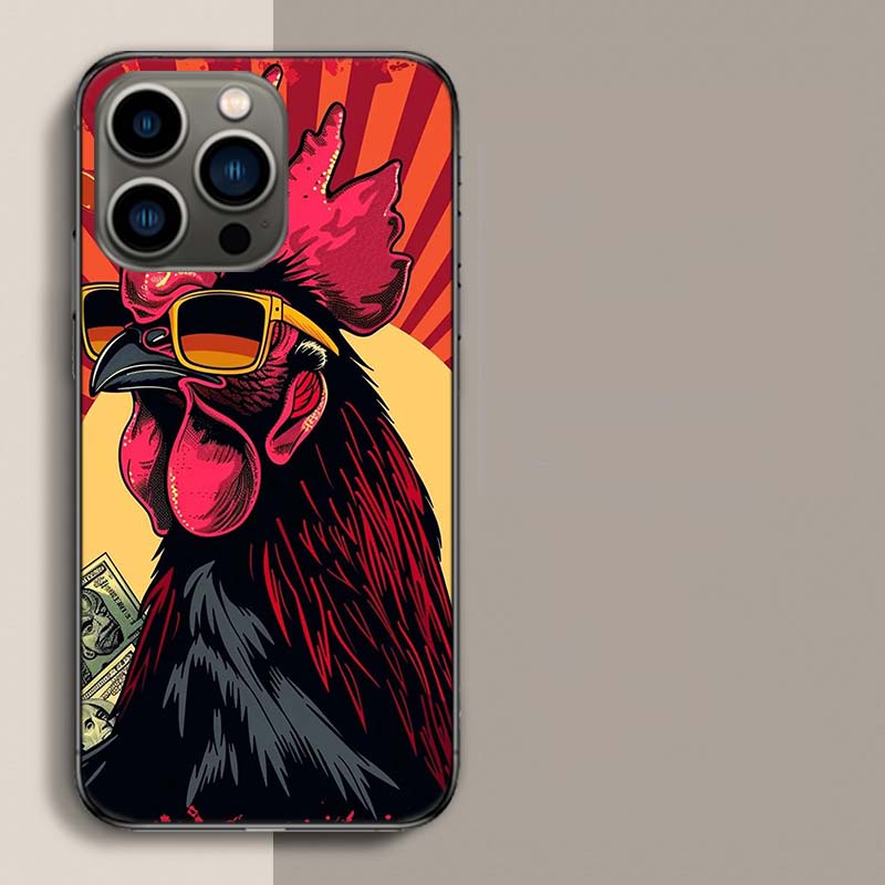 Cool Rooster Making Money Phone Case For Iphone 17 Air 15 Pro 14 Plus 16 Pro Max 17E 16E 12 13 Mini 11 Cover Cute Fundas