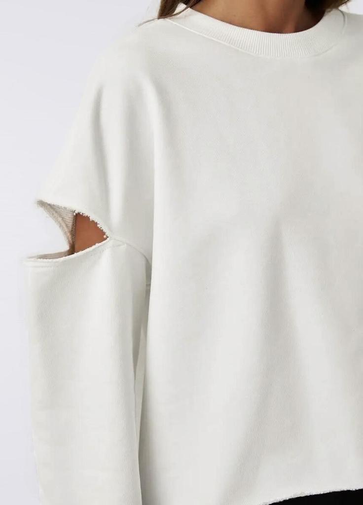 Свитшот хлопковый укороченный с разрезами