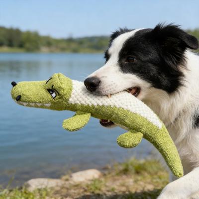 Quietschendes Krokodil Hundespielzeug Langeweile Stressabbau Plüschkrokodil Zahnungsspielzeug Bissfest Stofftier Plüschtier Haustierbedarf