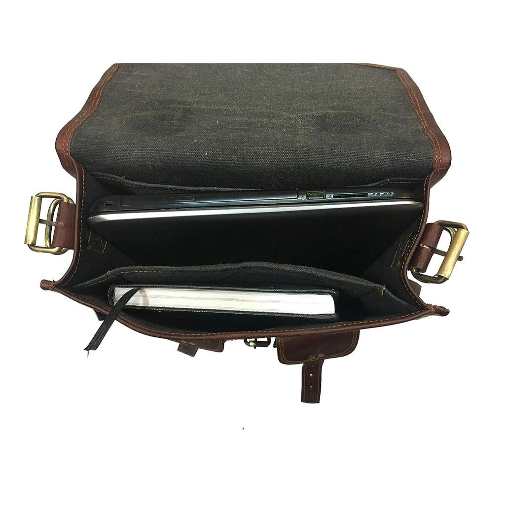 Laptop 15 Inch Front Pocket Vintage Men's Brown Handmade Leather Briefcase Best Laptop Messenger Bag Satchel Original Leather Laptop Bag/Messenger Bag