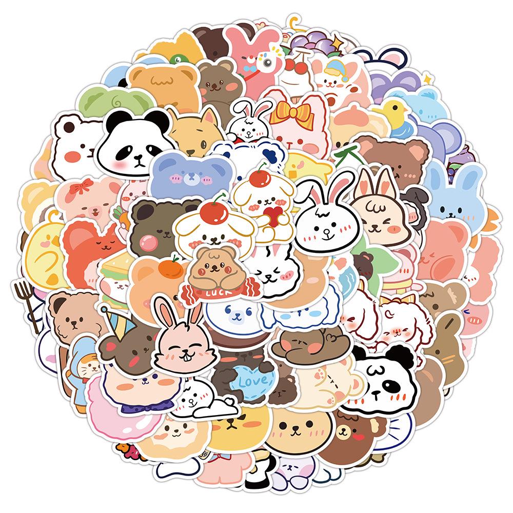 60-Piece Cute Animal Graffiti Sticker Set for Phone Cases, Water Bottles, and Laptops