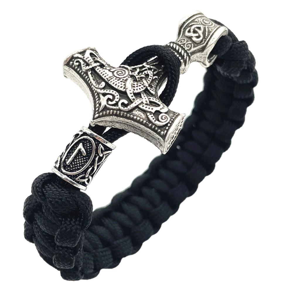 Nostalgia Thor Hammer Viking Bracelet Rune Charms Bead Jewelry For Women Men Norse Vikingo Bangle Dropship
