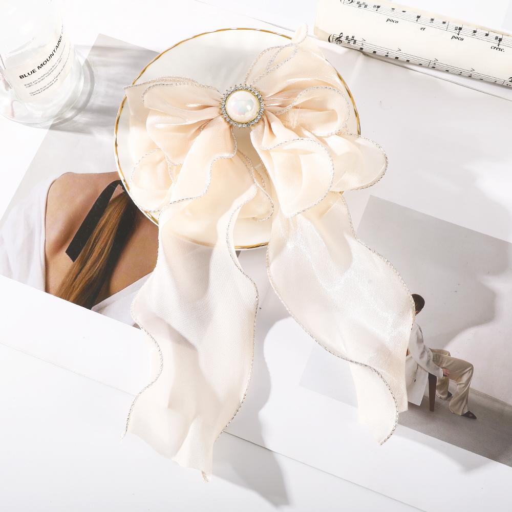 

Трехслойные заколки-банты для волос для девочек, жемчужные, со стразами, пружинные заколки, шпилька для волос для женщин, праздничная мода, аксессуары для волос для хвостика
