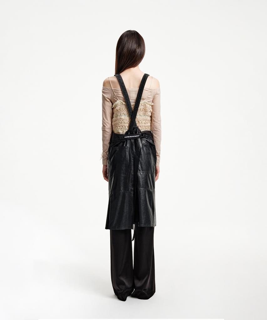 Eipeuleonwei Leather Fold Apron Dress