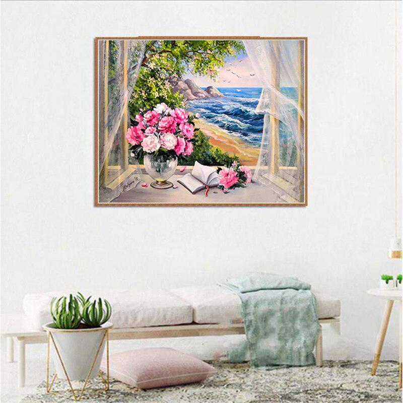 Full Round Drill 5D DIY Diamond Painting "Flower Window Sill" Embroidery Cross Stitch 3D Home Decor