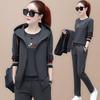 Herbstweste Dreiteiliges Set für Damen Koreanischer Herbst Langarmpullover Großes Lässiges Sportbekleidungsset für Damen