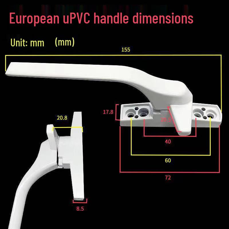 Verstärkter UPVC-Dreh-Kipp-Tür- und Fenstergriff in L-Form mit Schloss