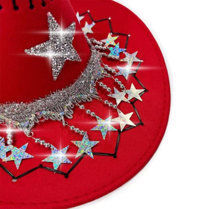 Practical Felts Cowboy Hats With Festival Five Point Star Embellishment Comfortable Unisex Western Accessory For Christmas