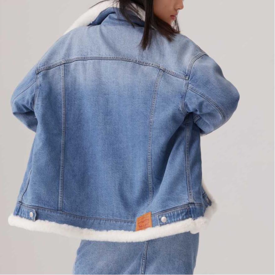 Levis Loose Commuter Denim Jacket With Fur Collar Women jackets Light-Blue 001CH-0000
