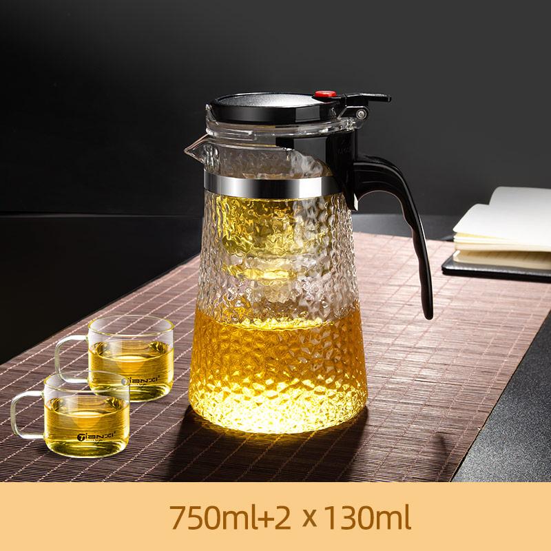 Heat-resistant Striated Glass Cup Set Tea Separation Glass Teapot Elegant And Textured Filter Flower Teapot