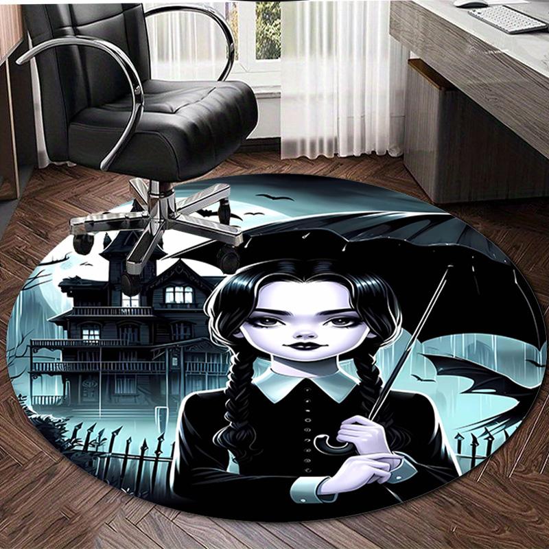 1pc Addams Family Wednesday1 Design Printed Area Round Carpet for Bedroom Living Room Home Decor Rugs Mat Non Slip Mat Rug for Bedside