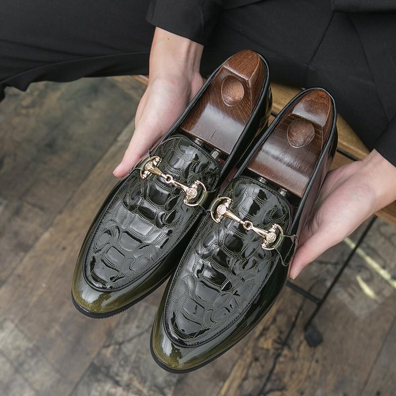 Mens Classic Pointed Toe Loafer Slip-On Shoes In Patent Leather British Style Casual Footwear Adults Size 38-47