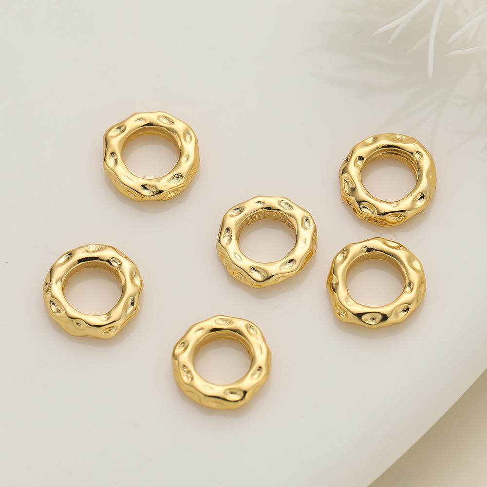 5Pcs/Pack 14/18k Gold Color Plated Big Hole Round Spacer Beads Cap for Jewelry Making Bracelet Necklace DIY Accessories