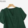 ZANZEA Women Elegant Embroidery Crochet Patchwork Short Sleeve Long Dress