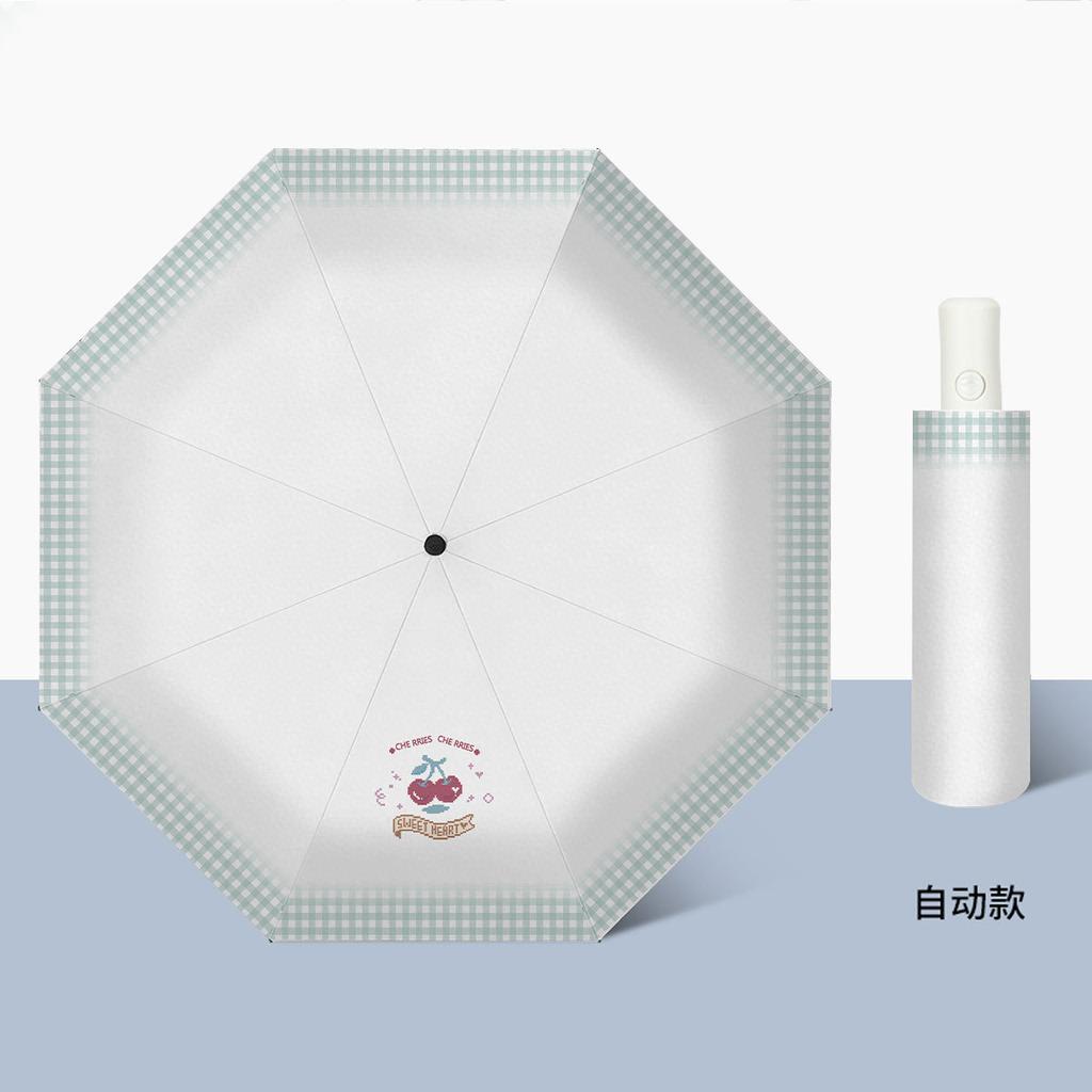 Wholesale Three-fold Automatic Sun-and-rain Umbrella, Cartoon Digital Folding Umbrella, Black Glue, UV Protection, Sun Protection, Sun Umbrella