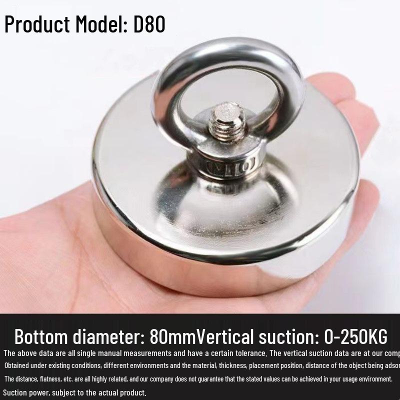 Round High-Strength Neodymium Fishing Magnet with Suction Cup Eyebolt