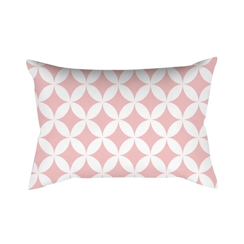 Ins Pink Geometric Waist Pillow Case Car Sofa Pillow Cushion Cover Pillow Case Pillow Case Pillow Case
