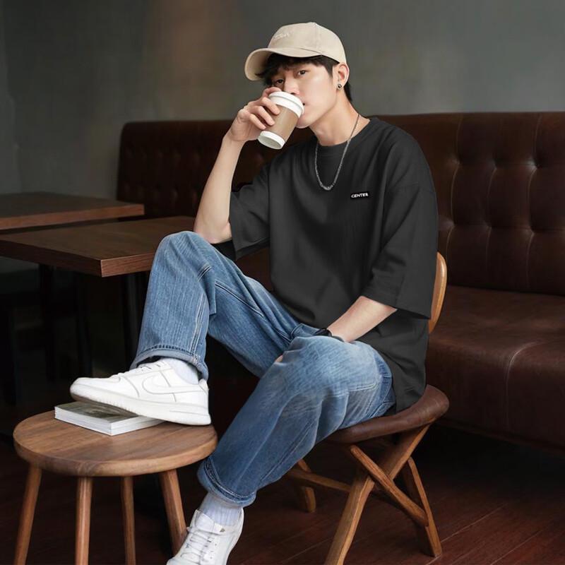 TonLion Men s Summer Round Neck T-Shirt with Chest Logo XL