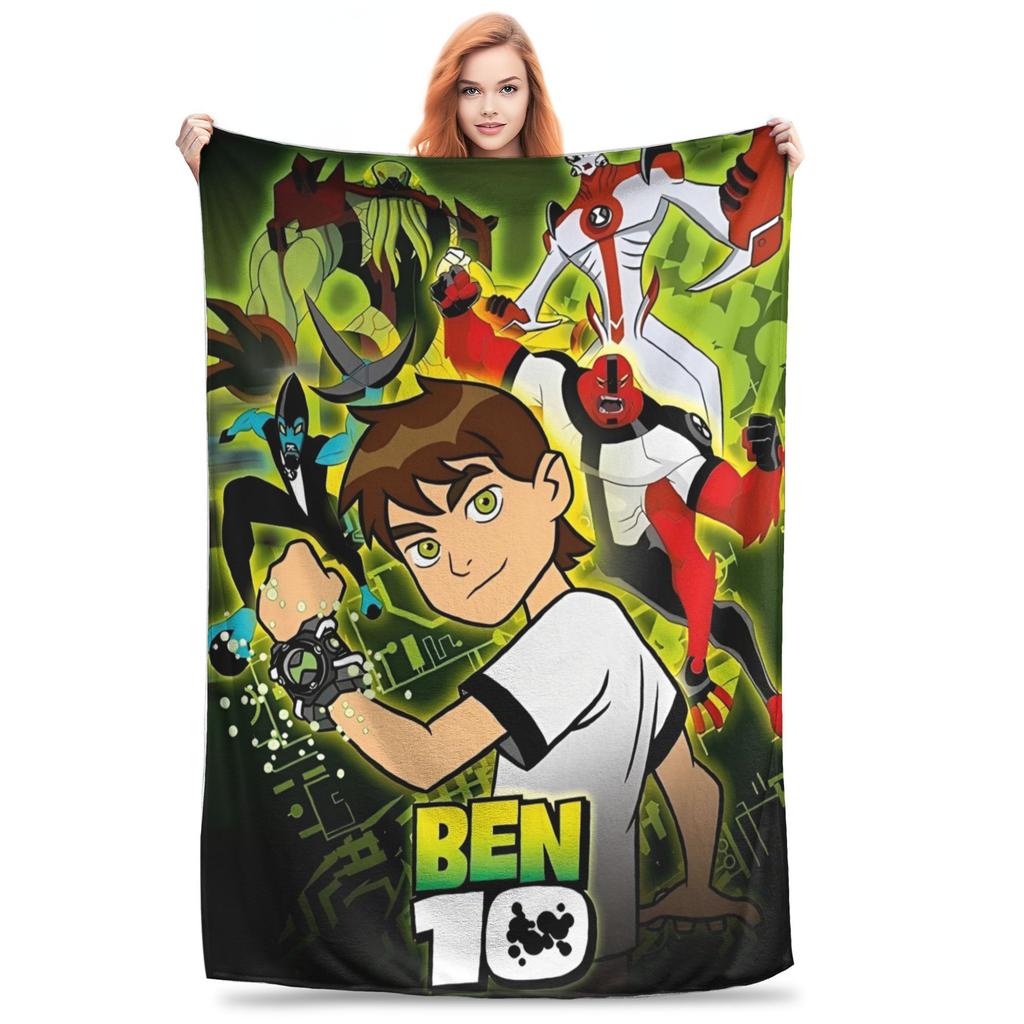 Ben 10 Obcy Ben Tennyson Omnitrix Gra Koc Miękki Ciepły Koc Kładziony Flanelowy Dekoracja na Lato Klimatyzację Pościel