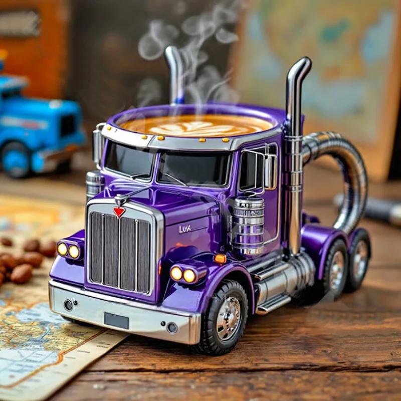 

Truck Coffee Mug Semi Truck Coffee Cup Handcrafted Semi-trailer Shaped Semi-Truck Coffee Mugs for Men Women 13x11.5x12cm фіолетовий