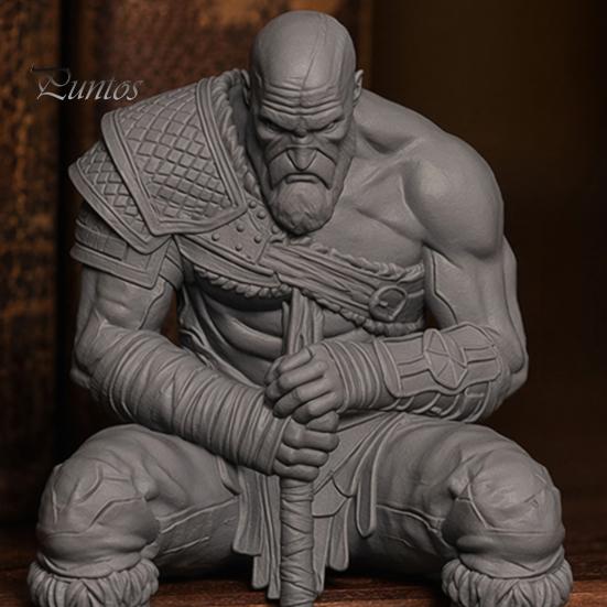 Room Decoration 3D Printed Warrior Statue, Nordic Mythology Figurine with Ornament Weapon, Collectible for Home Office Gaming