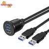 Waterproof Dual USB 3.0/2.0 Extension Cable for Car, Motorcycle, or Boat Dash
