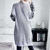 New autumn and winter home casual style knitted cardigan long, buttonless leopard print long-sleeved sweater coat