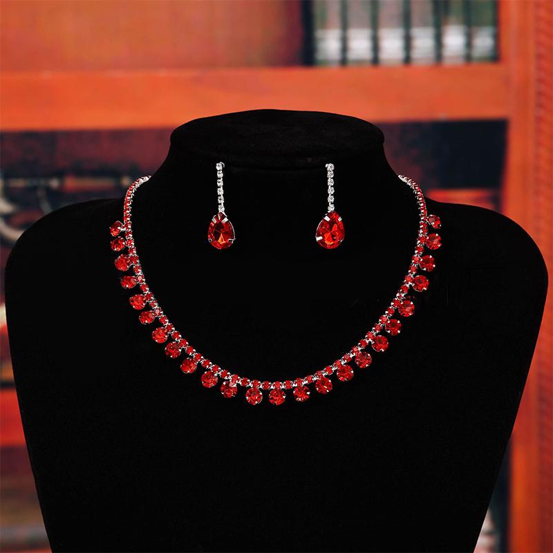 

Женские украшения Красное ожерелье Серьги Аксессуары Аксессуары Набор из двух предметов Ожерелье Серьги