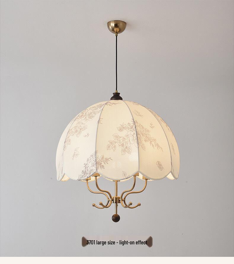 Retro American Wabi-Sabi Chandelier: French Vintage Wood & Fabric Lighting for Bar, Bedroom, or Closet