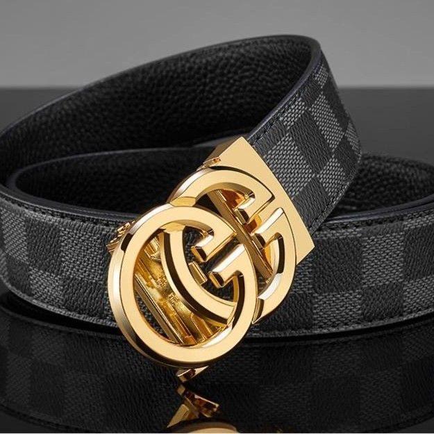 

Мужской ремень из натуральной кожи с автоматической пряжкой – Универсальная высококачественная воловья кожа для брюк делового костюма. 130 cm