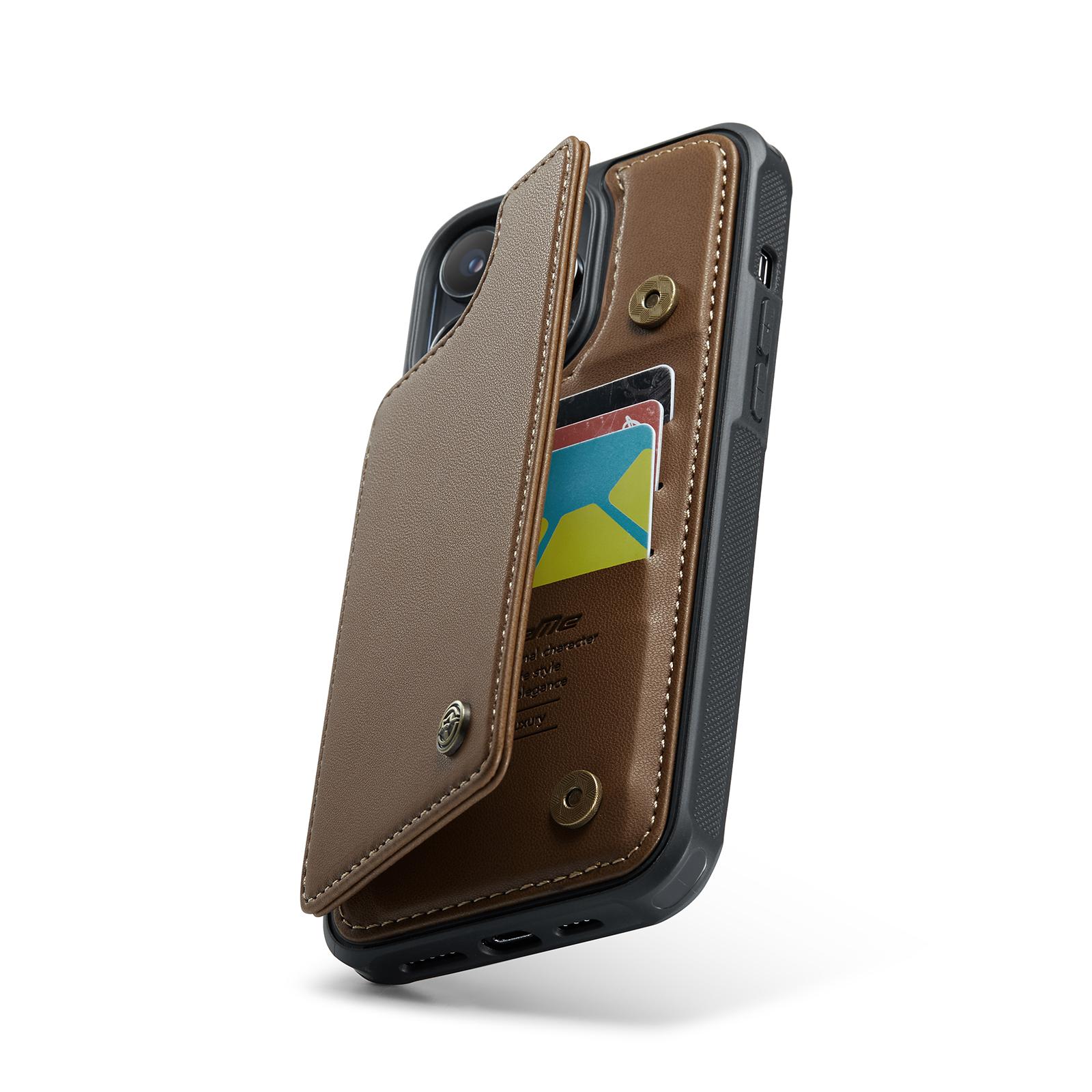 

Для iPhone 7 8 Xs XR XS Max 11 12 13 14 15 16 серии Stand Card Wallet Интегрированный чехол для телефона из искусственной кожи премиум-класса iPhone SE (2022) коричневый