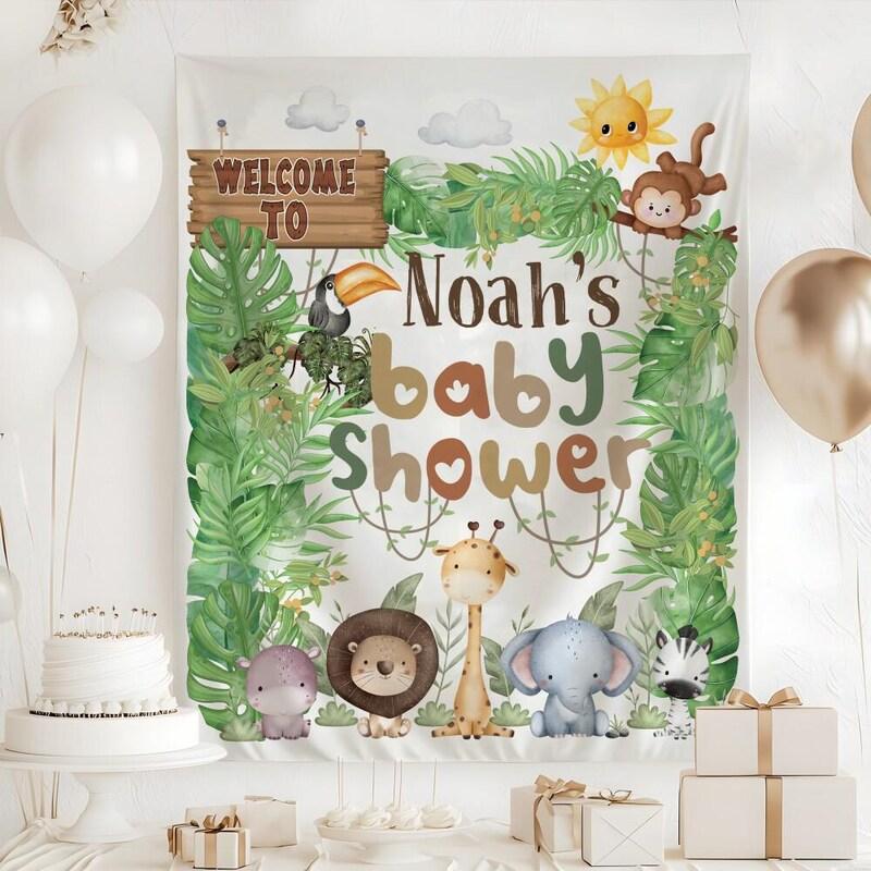 Zoo-themed jungle tapestry for a baby shower 75x100 чёрный