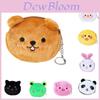 Cute Plush Coin Purse With Bear Head Design Cartoon Print Polyester Material