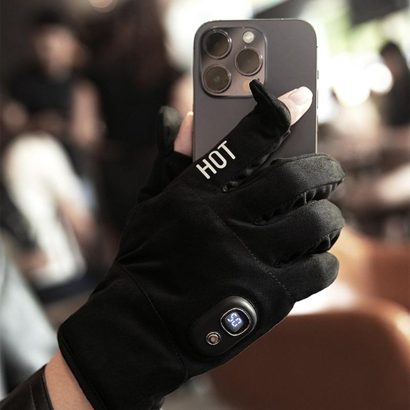 Rechargeable Electric Heated Winter Gloves Touchscreens Compatible Thermals Gloves With 3000mAh Battery For Skiing Cycling Commuting