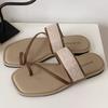Fashion Fashion Weaving Narrow Band Flat Sandals Women Summer Square Toe Clip Toe Designer Shoes Simple Non-slip Vacation Beach Shoes