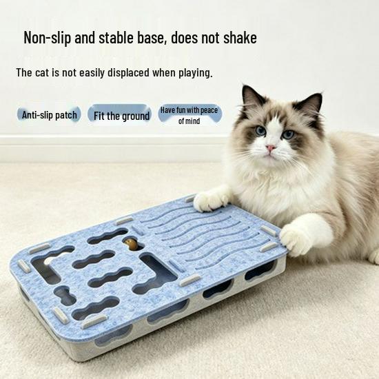 Bending Maze Cat Toy: Self-Entertainment Box with Teasing Bell Ball & Digging Hole.