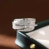 925 Sterling Silver Women Wedding Rings Fashion Cross Design Full Bling Iced Out Cubic Zirconia Rings Luxury Engagement Jewelry