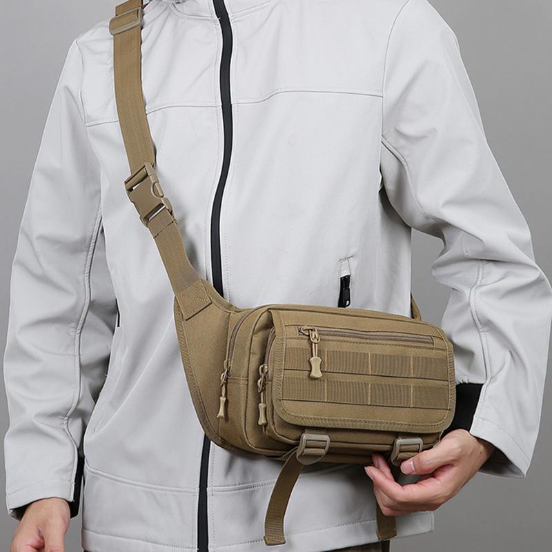 Men Tactical Fanny Pack Nylon Waist Bag Multifunctional Chest Bag Large Capacity Waterproof Hiking Sports Bag Cycling Travel Bag
