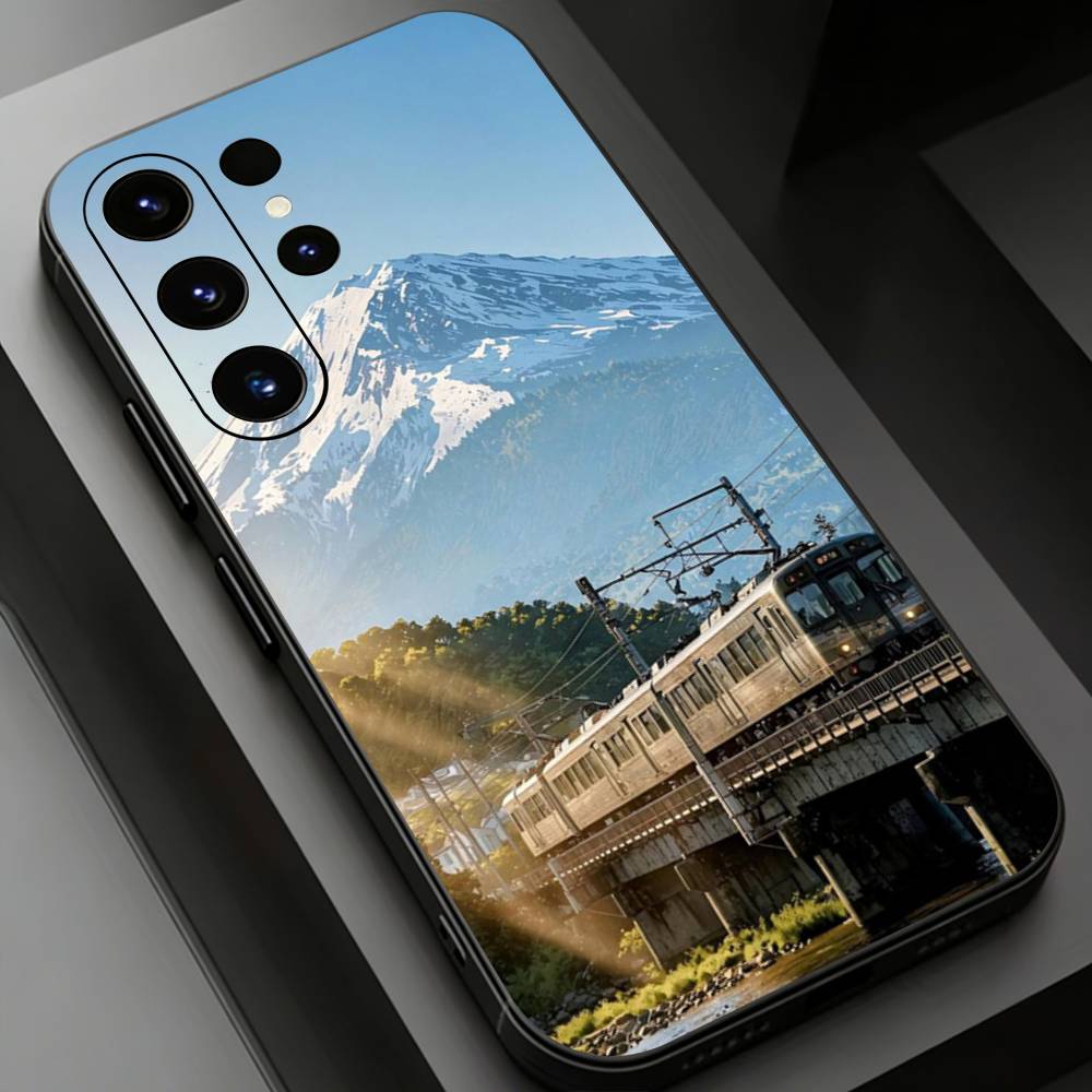 Retro Japanese Vintage Train Phone case for Samsung Galaxy S24,25,26,23 22,21,S20 Plus Ultra FE soft fundas cases