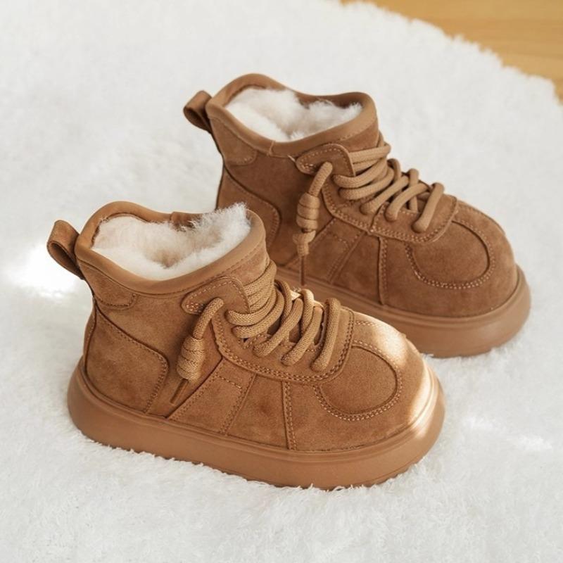 Winter Warm Snow Boots for Girls Thickened Fleece Lining Plush Cotton Shoes Children's Fleece-lined Cotton Boots Boys' Non-slip Soft-soled Loafers