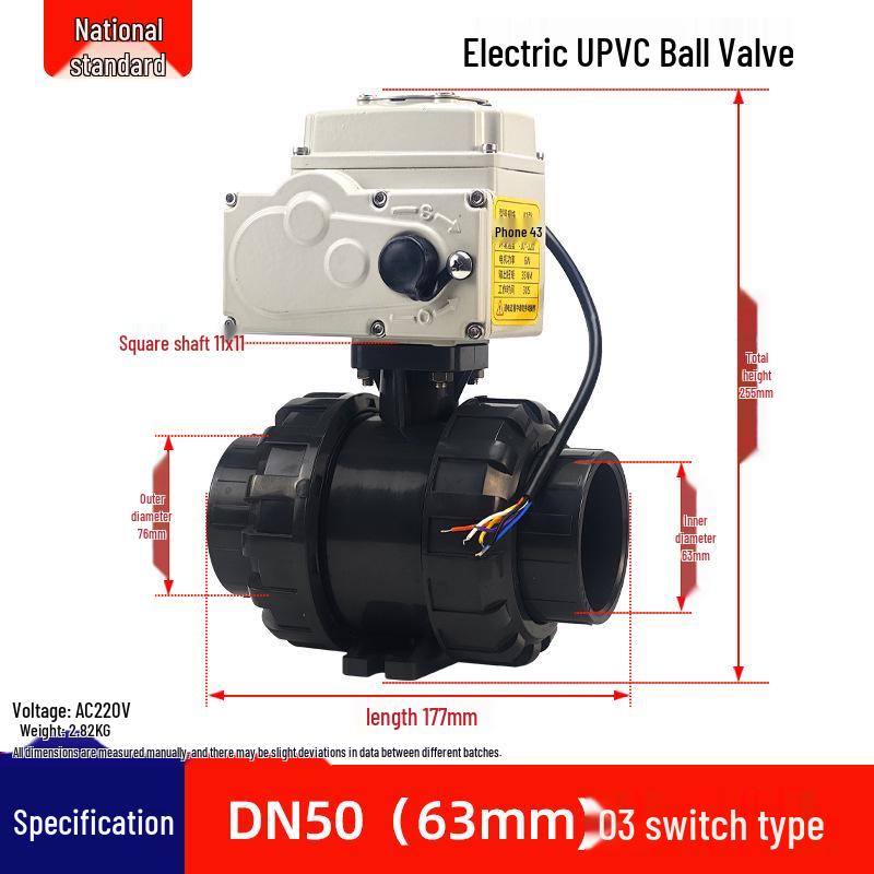 Q911X-10S 220V Electric UPVC Double Union Ball Valve for Chemical Water Treatment