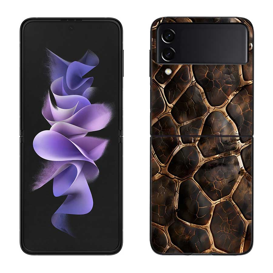 Crocodile Skin Phone Case For Samsung Z Flip 7 6 5G Galaxy Z Flip 5 4 3 Black Hard Cell Cover Luxury PC Shell Coque