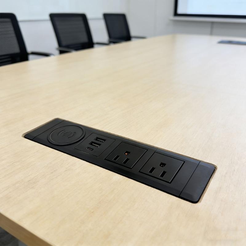 Multiunction Desk Mounted Charging Station Support Wireless Charging 2 110V Socket And 2 USB Port 1 Type C Port