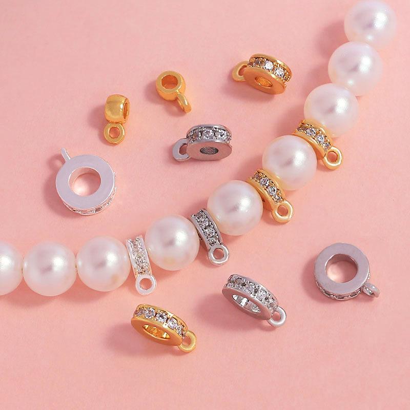 Gold-Plated Zircon Jewelry DIY Kit: Pendant, Bracelet, Necklace Jump Rings & Spacer Beads