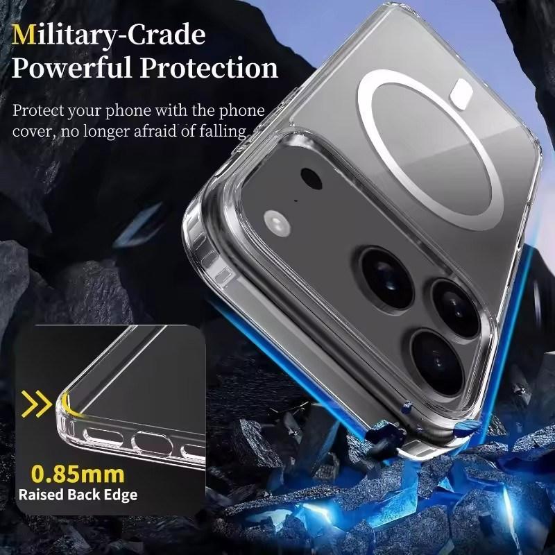 Clear Magnetic Case for IPhone 17/17Air/17Pro/17 Pro Max Crystal Wireless Charging Shell for Magsafe Cover Cases for iPhone17