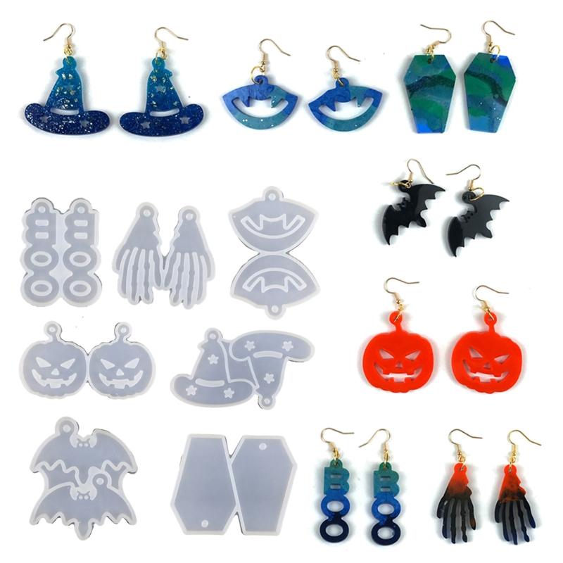 Halloween Earrings Combination Earrings Mold Halloween Pumpkin Silicone Mold Home Decoration Mold Suitable for Women