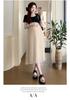 2026 Korean Style Summer Maternity Dress - Sweet, Loose, Patchwork, Fake Two-Piece Design