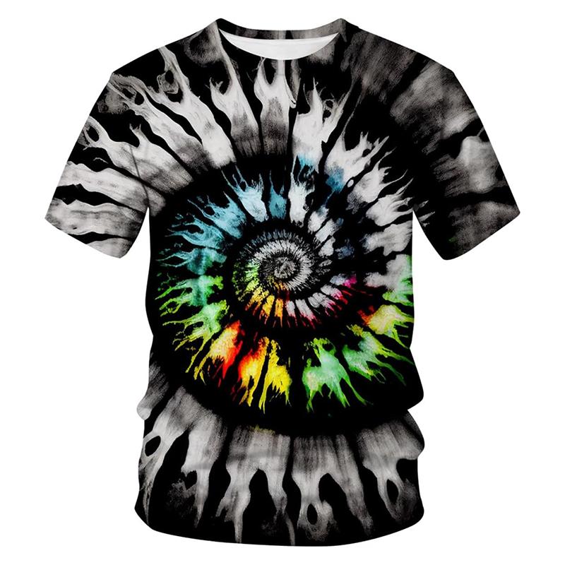 3D Print Pattern T-shirt Personality Street Colorful Design T Shirts For Men's Clothes Street Fashion Tee Top