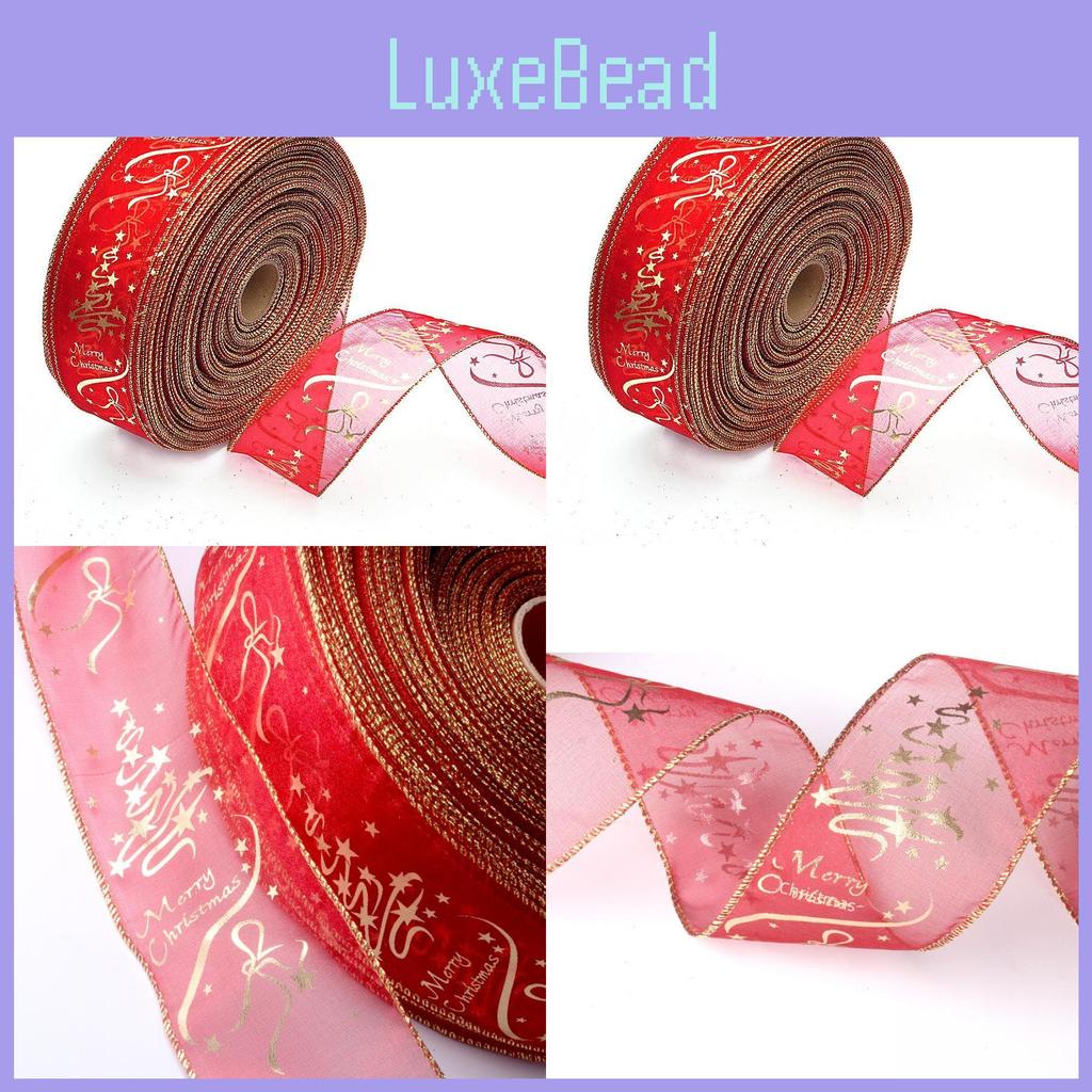 Elegant Red Christmas Tree Decoration 6.3x200cm Korean Style Printed Fabric Ribbon