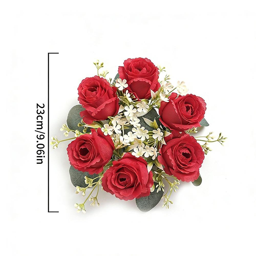 

23/33cm Size Artificial Flowers Wreath Garland Style Silk Material Artificial Flowers Garland Wreath Shape Fake Flowers